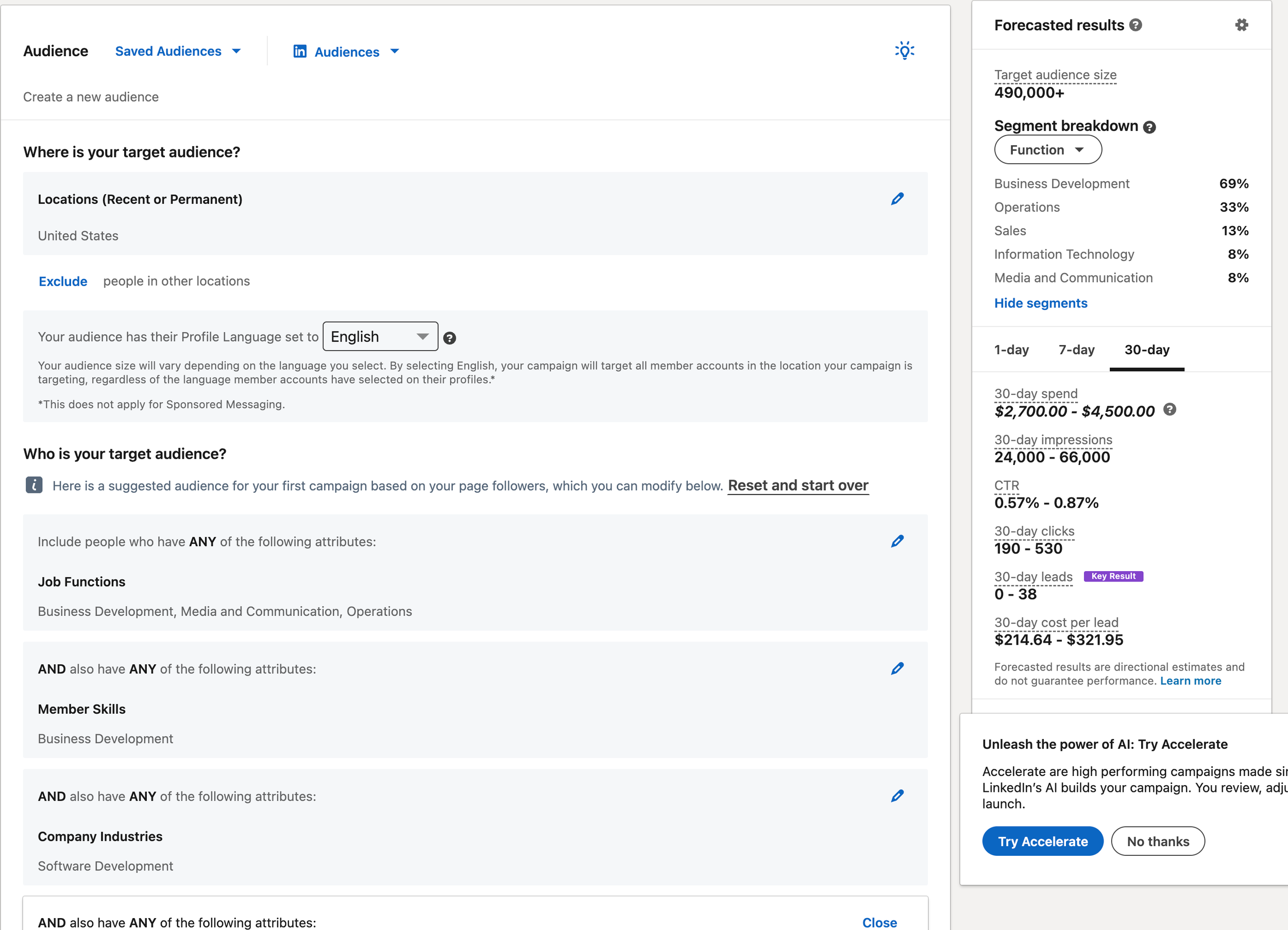 Target Audience Screenshot