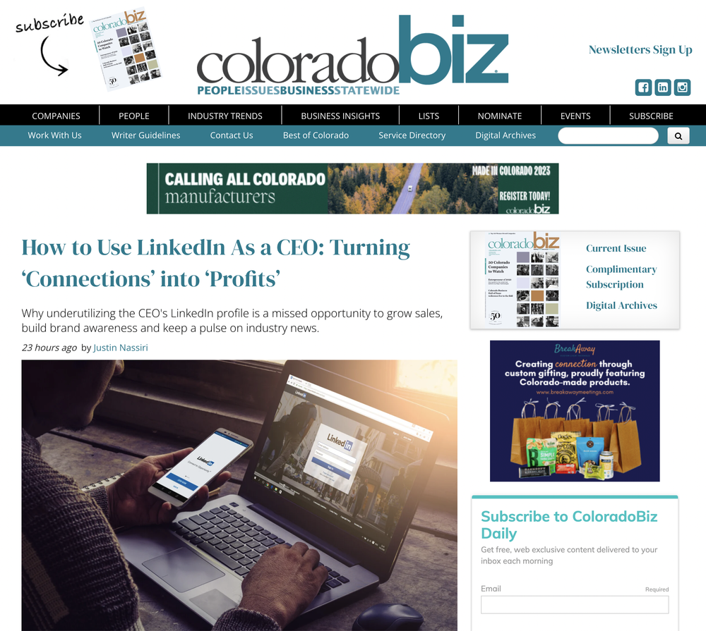 Colorado Business Journal | How to Use LinkedIn As a CEO