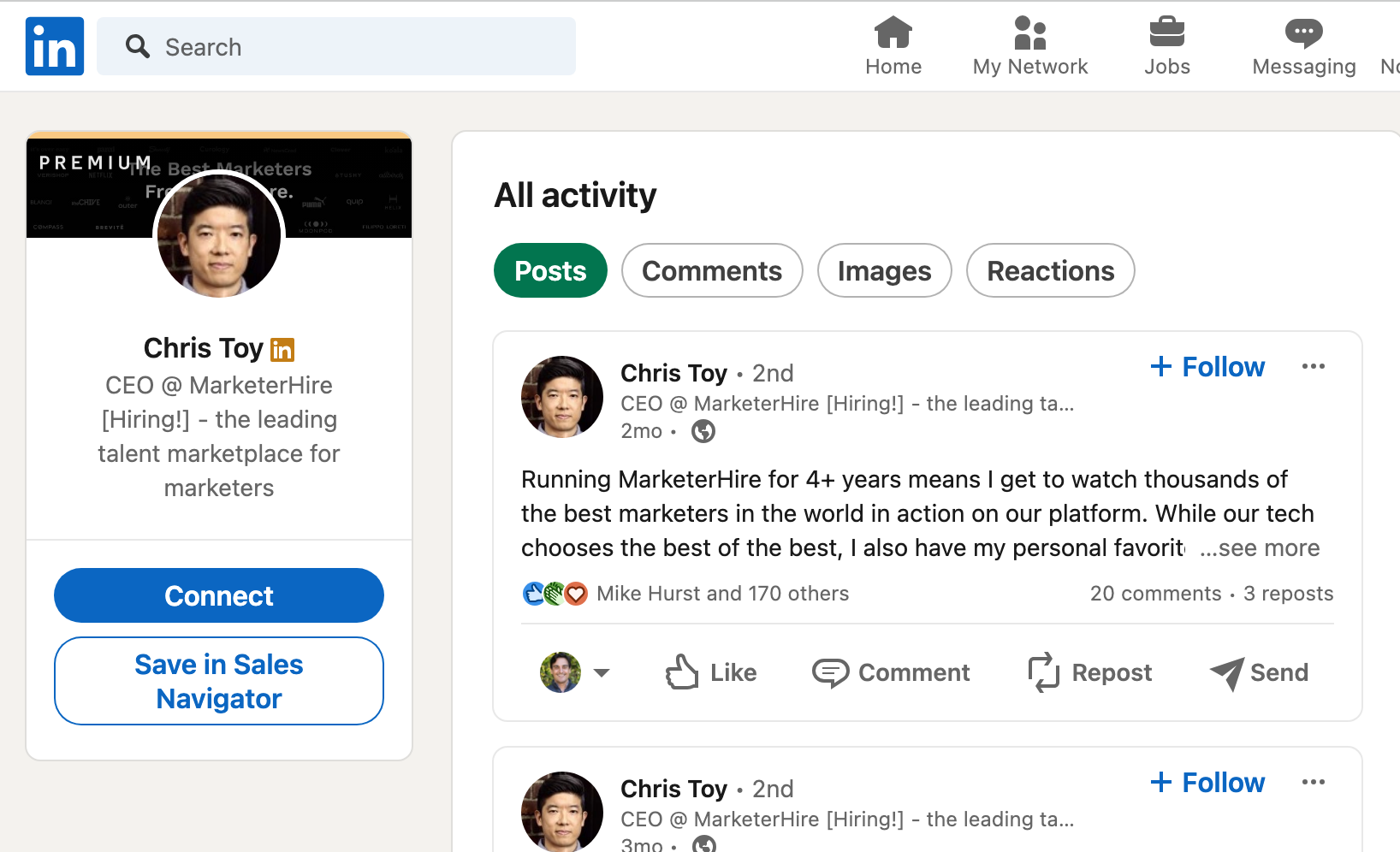 Chris Toy LinkedIn Profile Screenshot
