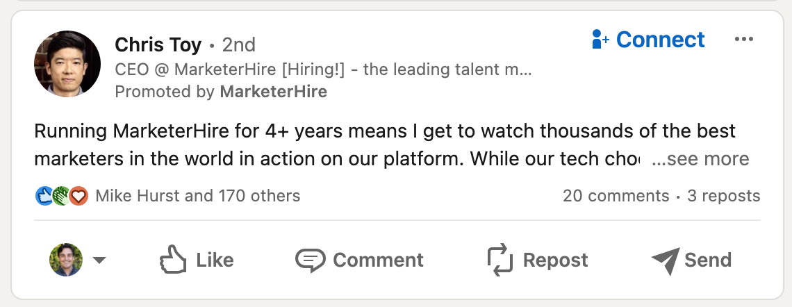 Chris Toy LinkedIn post screenshot