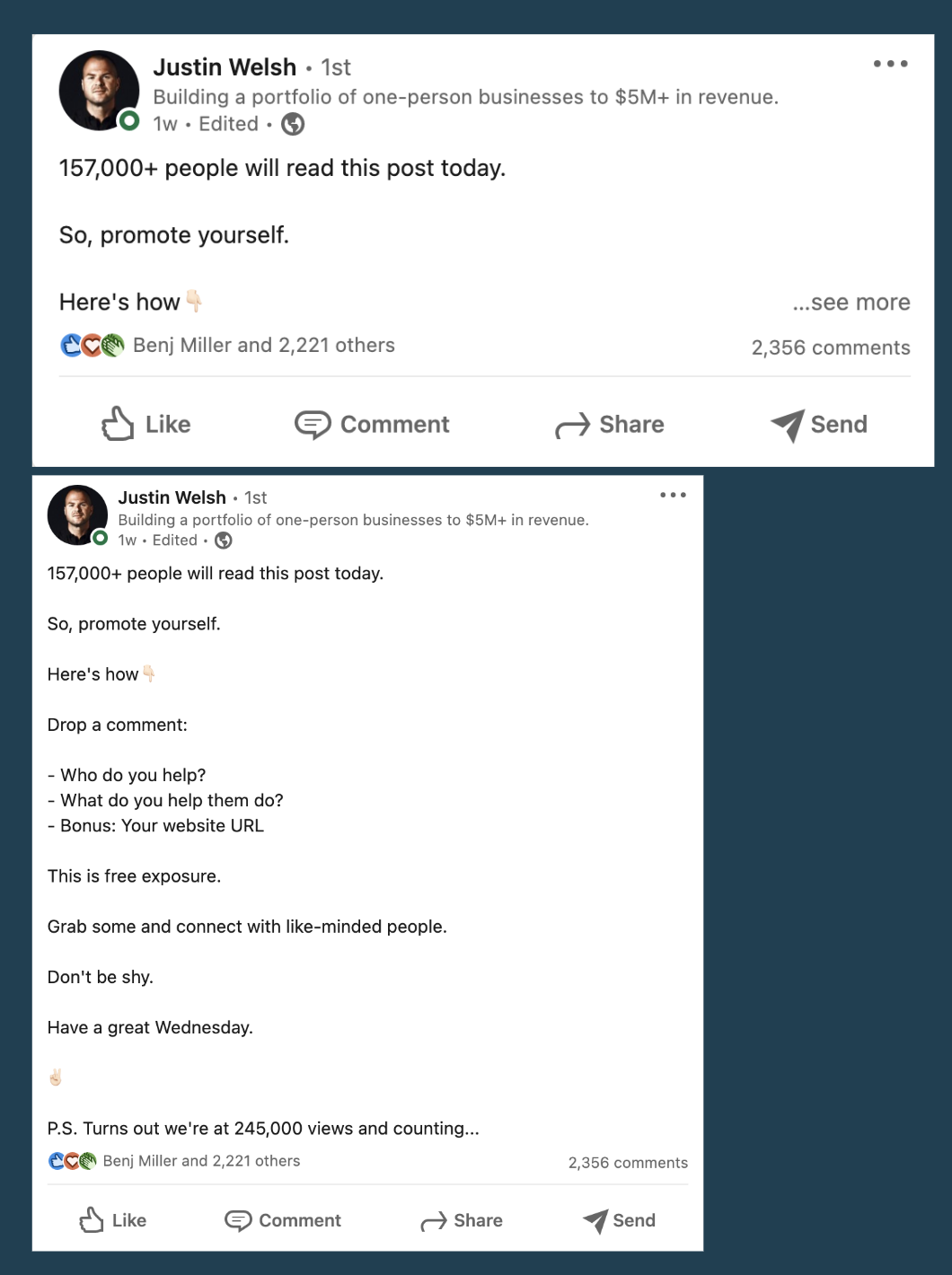 Justin Welsh Post Screenshot